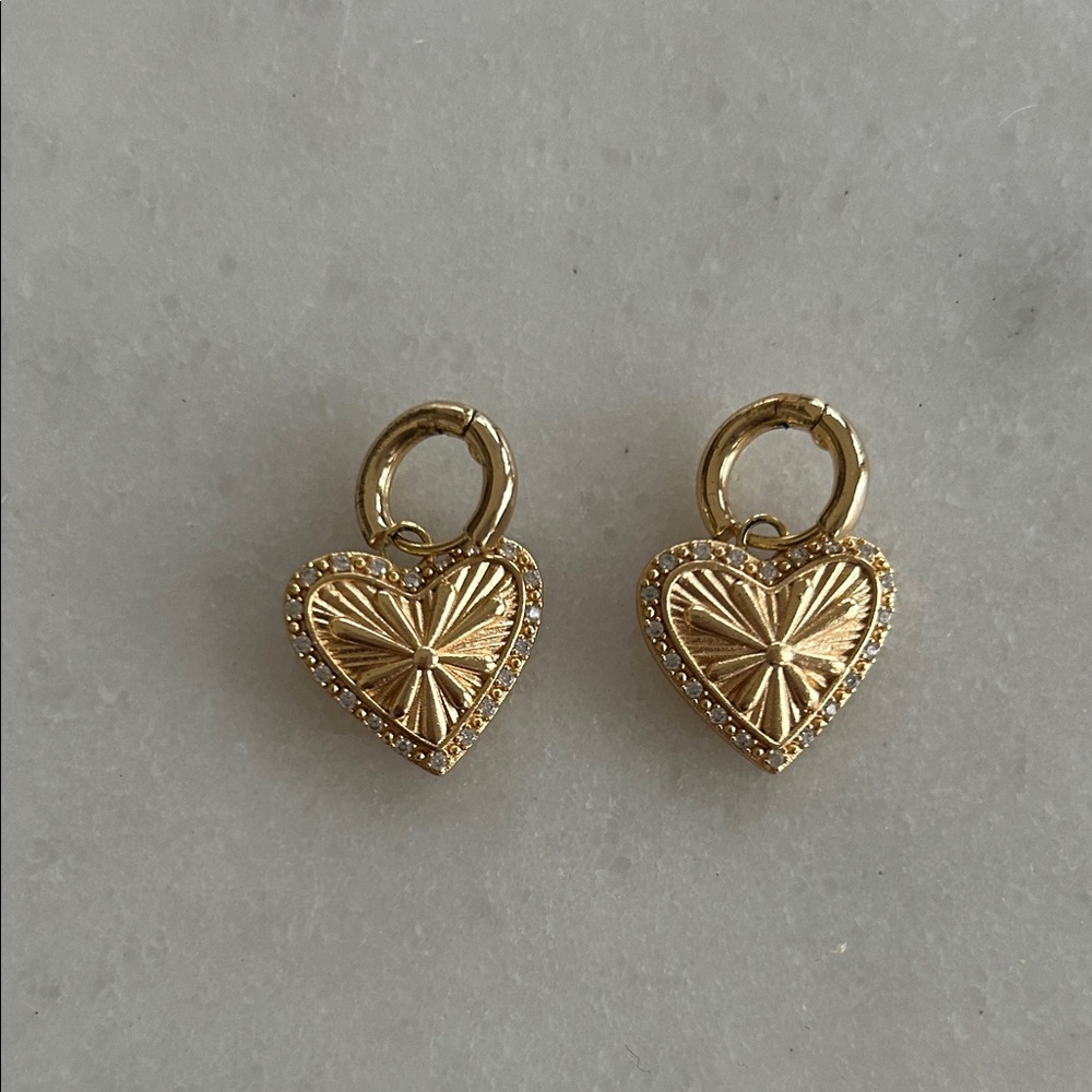 Anthropologie Gold Heart Huggie Earrings